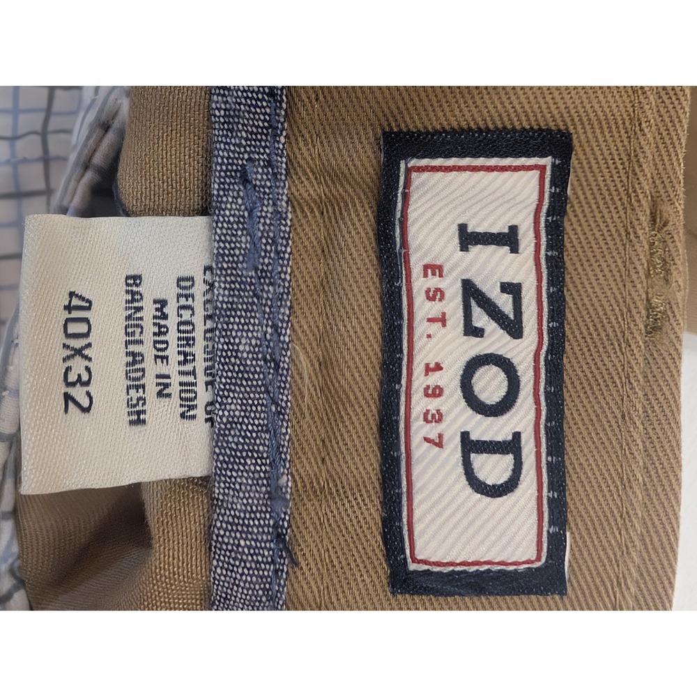 IZOD Men's 40x32 Beige Cotton Blend Chino Pants Casual Comfort Classic Fit - Picture 4 of 4